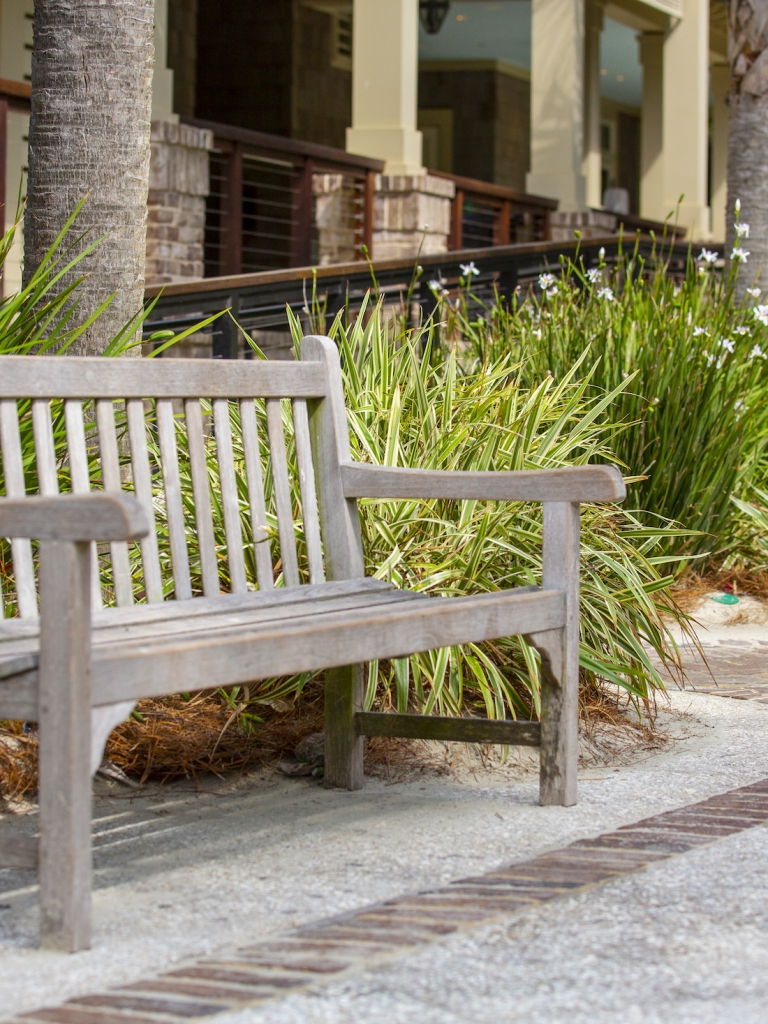 Image of a bench at sea pines beach club 